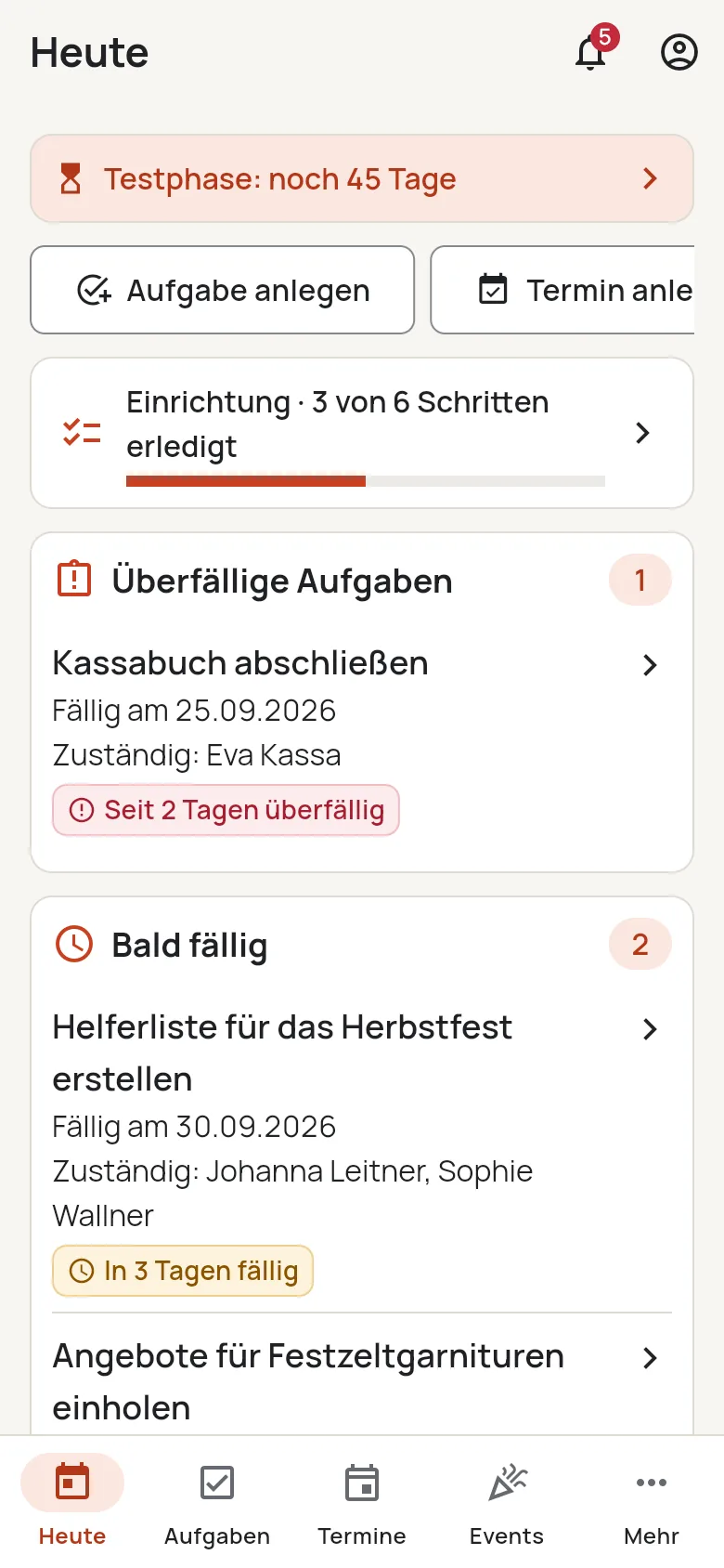 Dieselbe Heute-Ansicht in Sulido auf dem Smartphone.